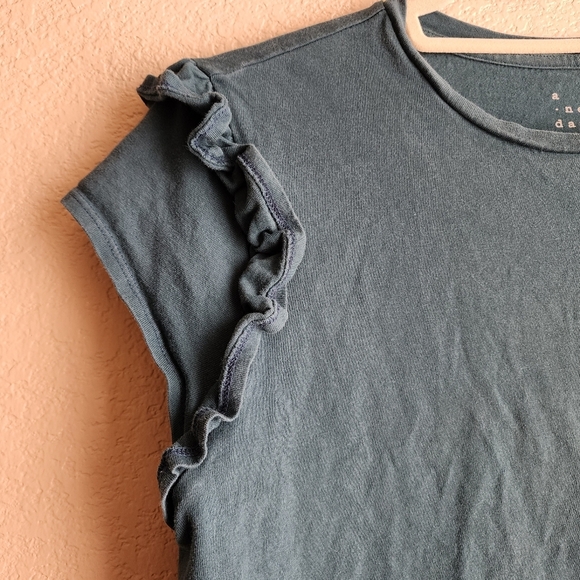 A New Day green ruffle detail short sleeve Shirt Size M - Picture 9 of 9